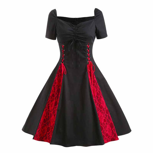 Robe Gothique Rouge et Noire Années 50