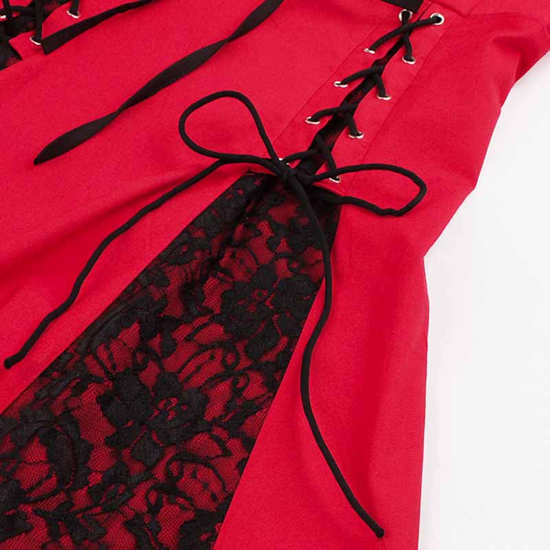 Robe Gothique Rouge et Noire Années 50