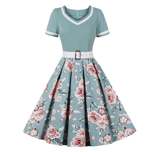 Robe Style Retro à Fleurs