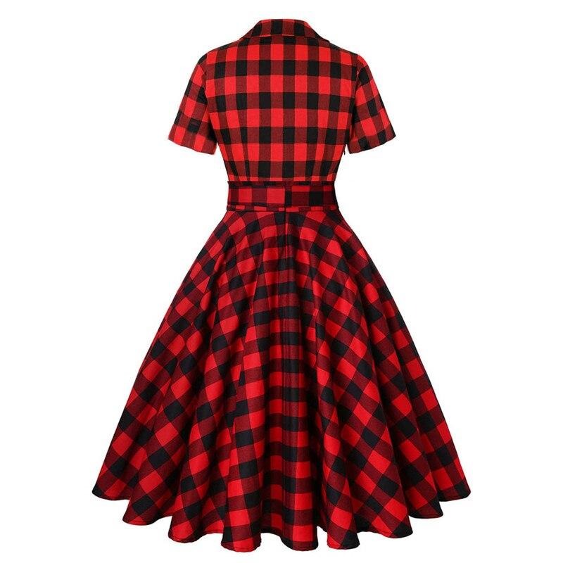 Robe Tartan Rouge et Noir Années 50