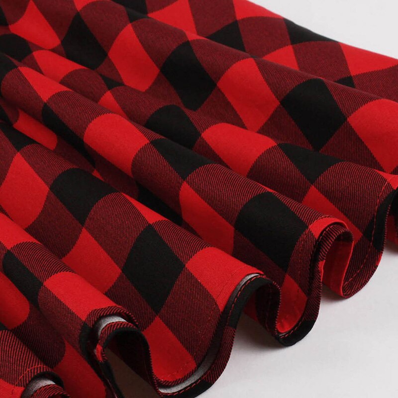 Robe Tartan Rouge et Noir Années 50