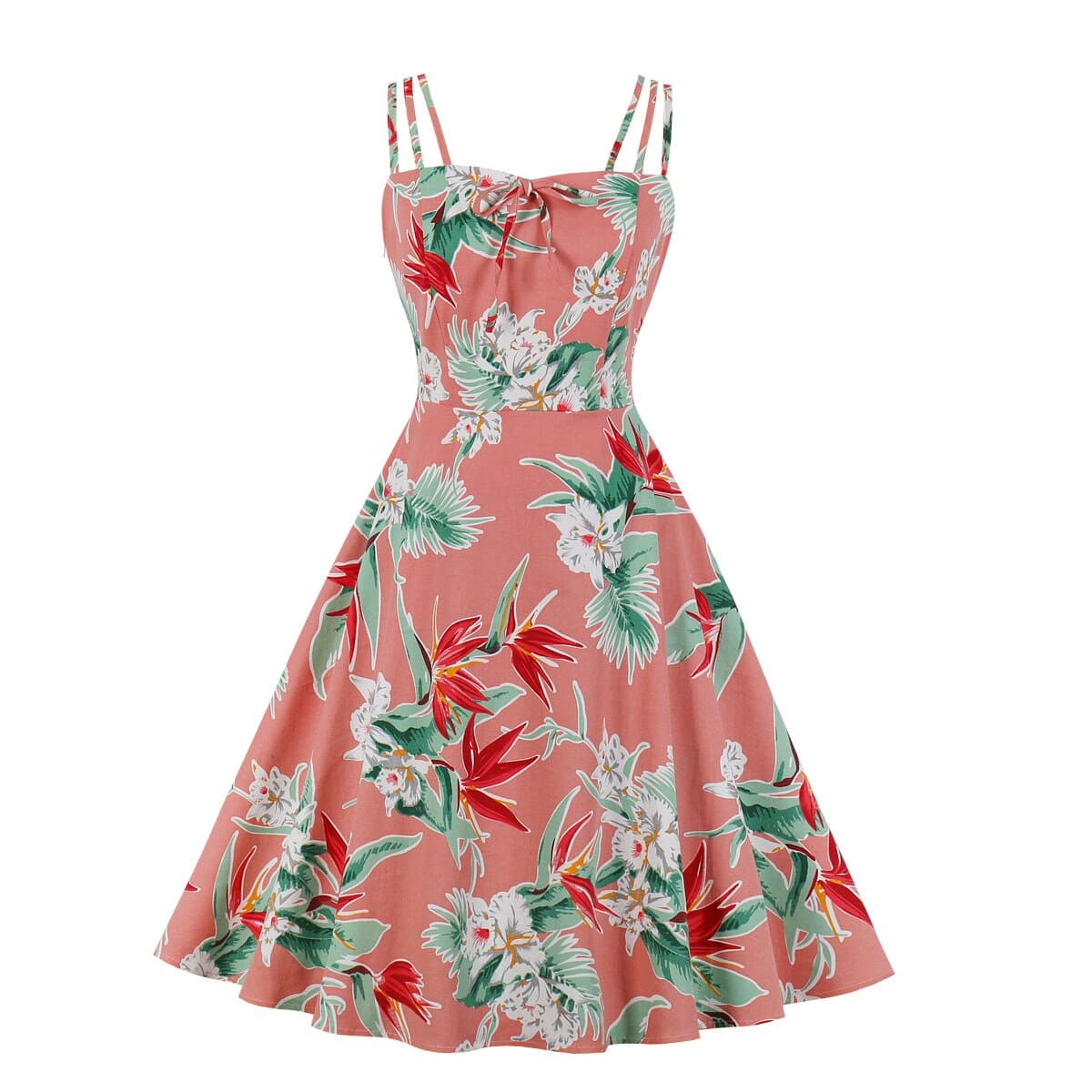 Robe Tropicale Rosé Années 50