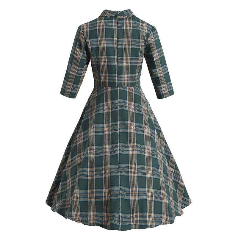 Robe Verte à Carreaux Années 50