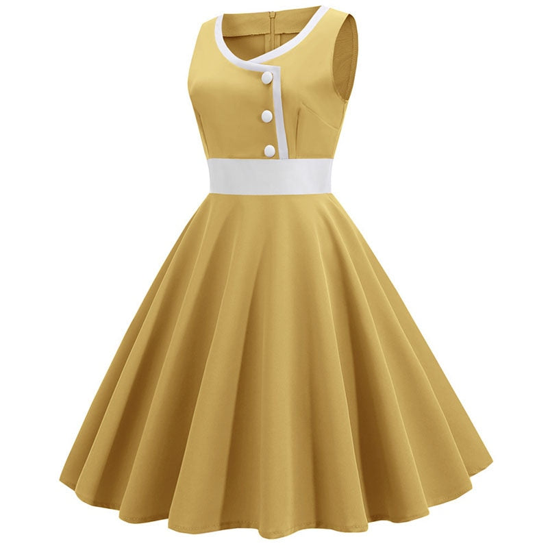 Robe Rétro Années 50 Jaune