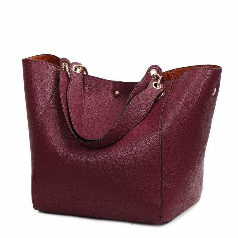 Sac à Main Année 50 Simili Cuir Bordeaux