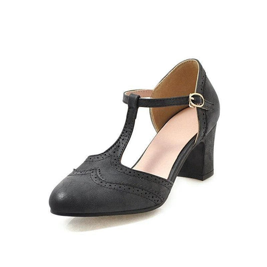 T-Strap Chaussures Années 50 Noires